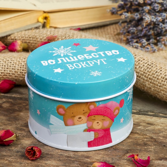 Шкатулка металл круглая "Поросята и медвежата - Волшебство вокруг" 4,5х7,5х7,5 см