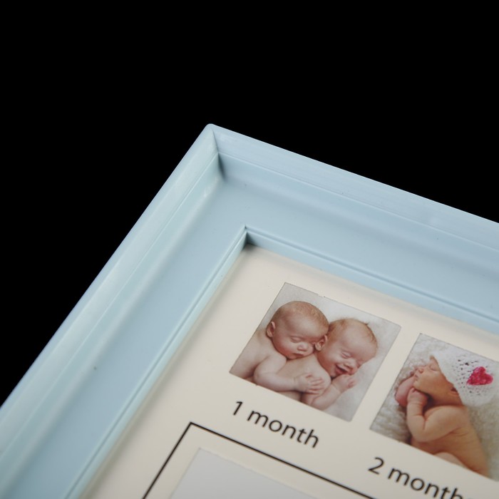 Фоторамка на 13 фото 4х4, 7,5х11,5 см с штемп.подушкой "Наш ангел" голубая 30х40х2,5 см