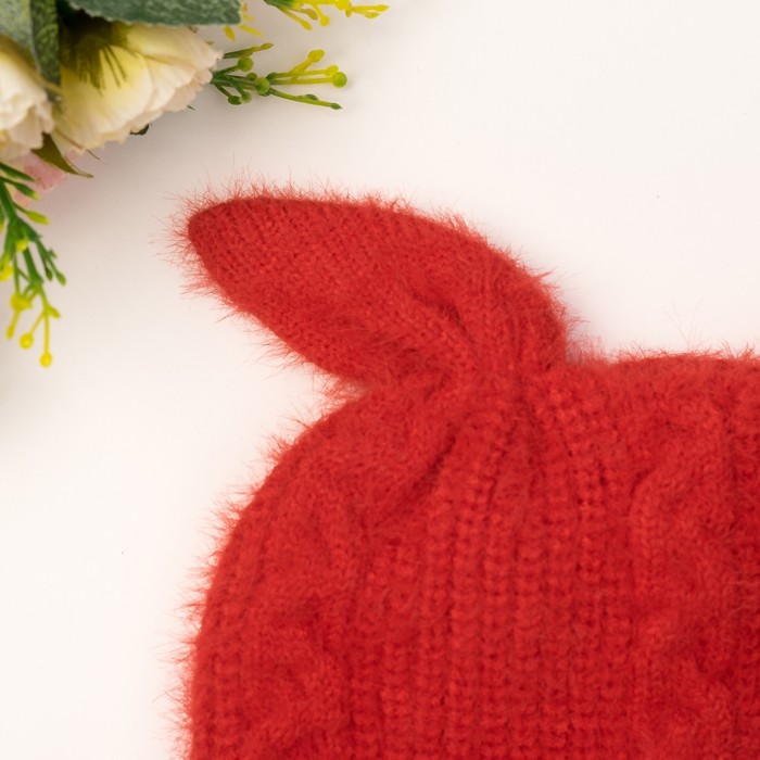 Шапка детская MINAKU "Мяу", размер 50, цвет красный