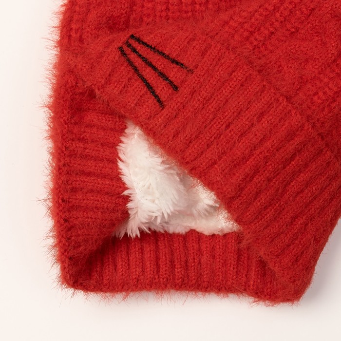 Шапка детская MINAKU "Мяу", размер 50, цвет красный