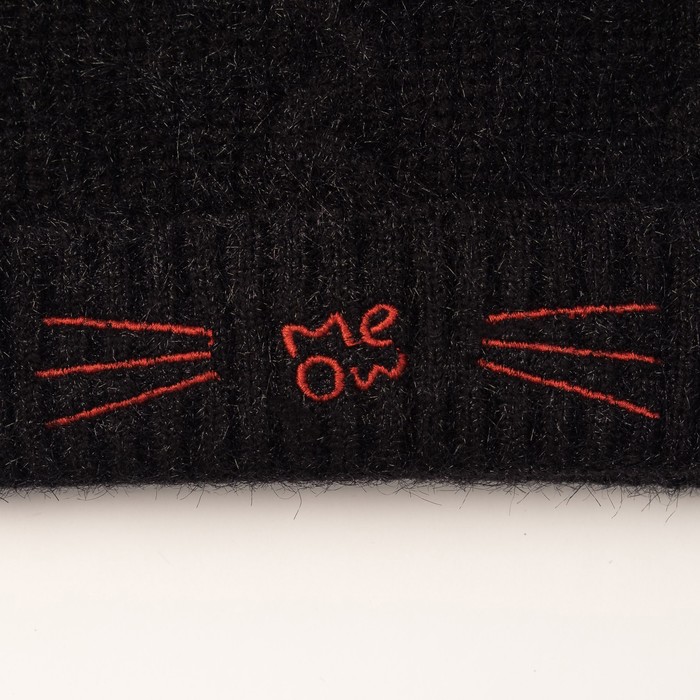 Шапка детская MINAKU "Мяу", размер 50, цвет чёрный