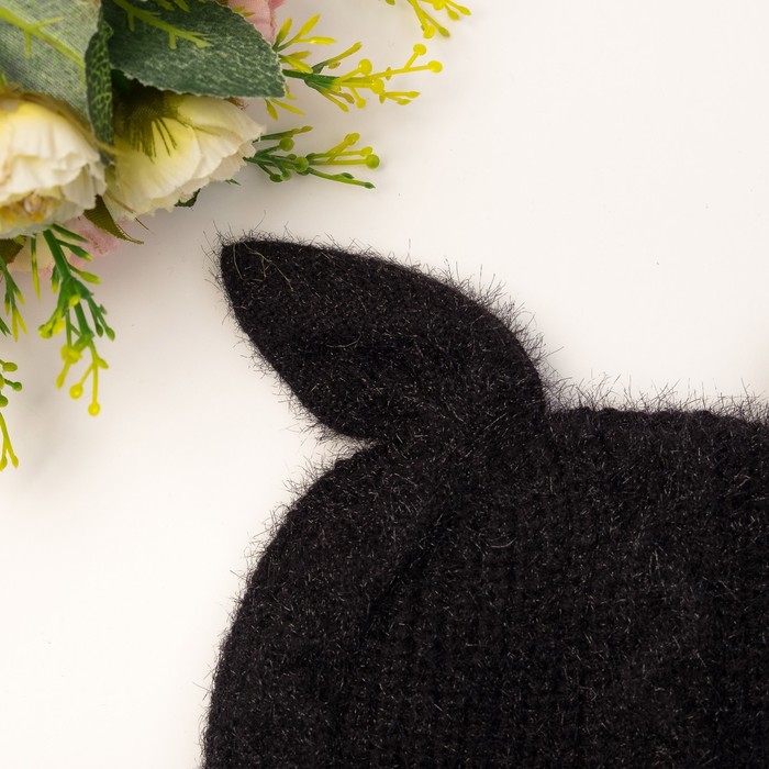 Шапка детская MINAKU "Мяу", размер 50, цвет чёрный