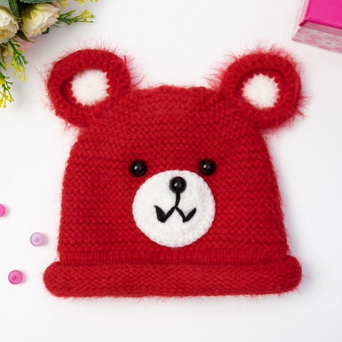 Шапка детская MINAKU "Мишутка", размер 50, цвет красный