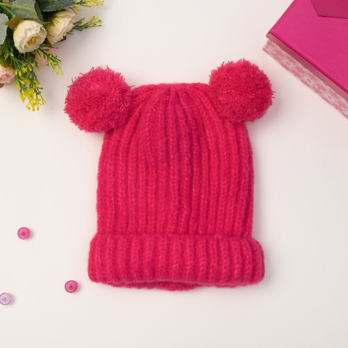 Шапка детская "Мышонок", размер 50, цвет розовый
