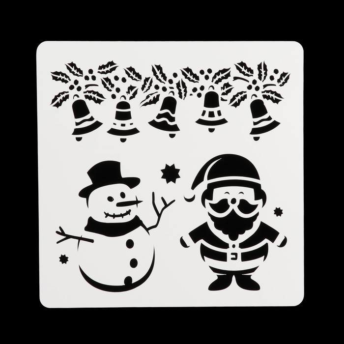 Трафарет квадратный "Дед Мороз и Снеговик" 15х15 см