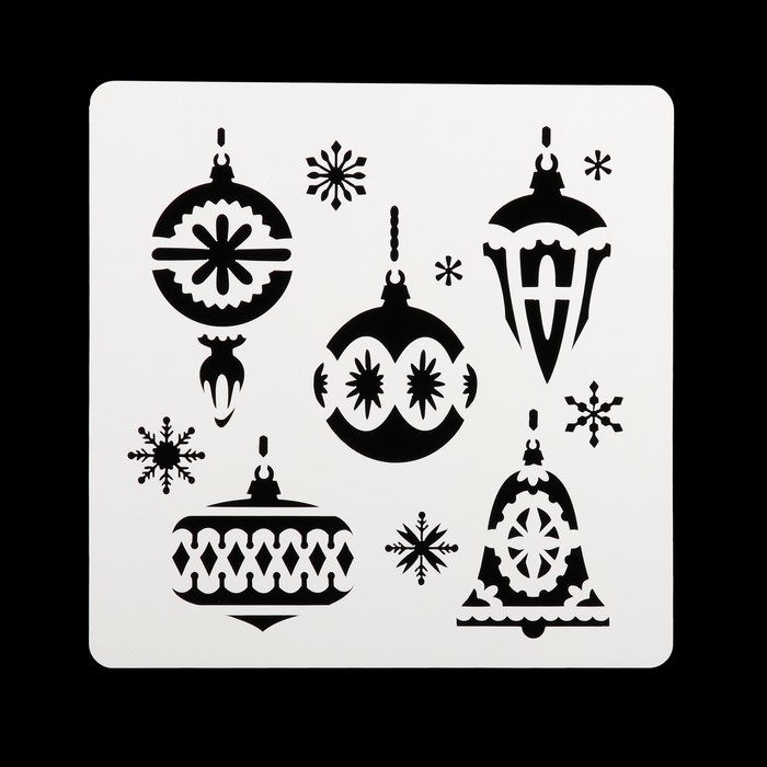 Трафарет квадратный "Елочные игрушки" 15х15 см