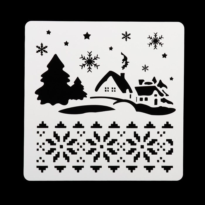 Трафарет квадратный "Зимний вечер" 15х15 см