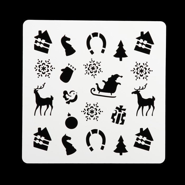 Трафарет квадратный "Элементы Рождества" 15х15 см
