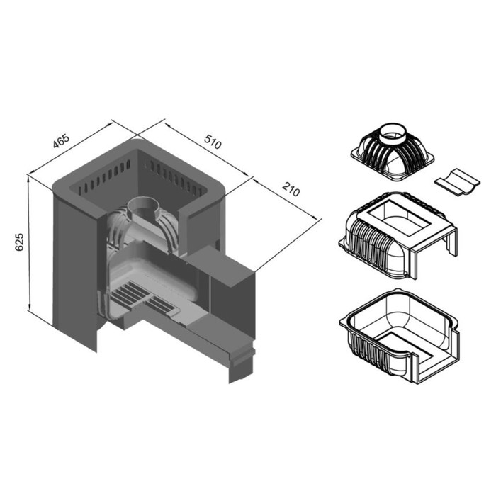 Печь для бани Этна Кратер 18 Панорама со стеклом дровяная
