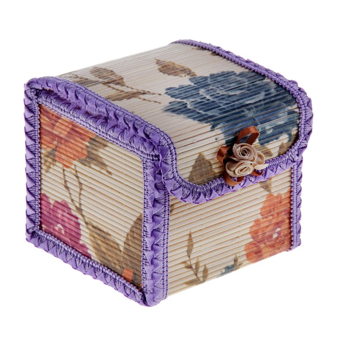 Шкатулка-соломка с кантом "Летние мечты" квадратная