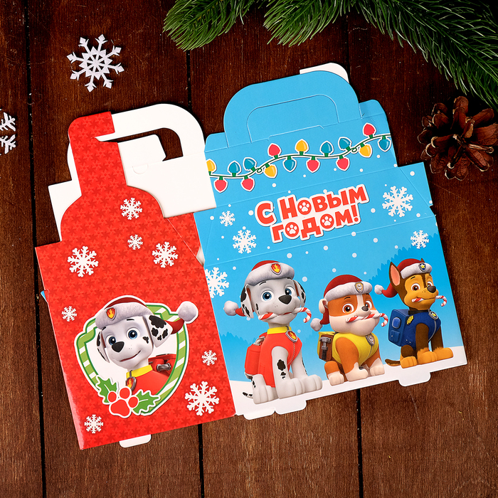 Коробка складная PAW PATROL "С Новым годом!", 15 х 13 х 10 см