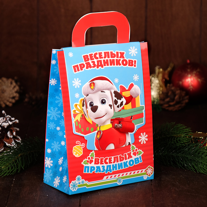 Коробка складная PAW PATROL "Веселых праздников", 15 х 20 х 8 см