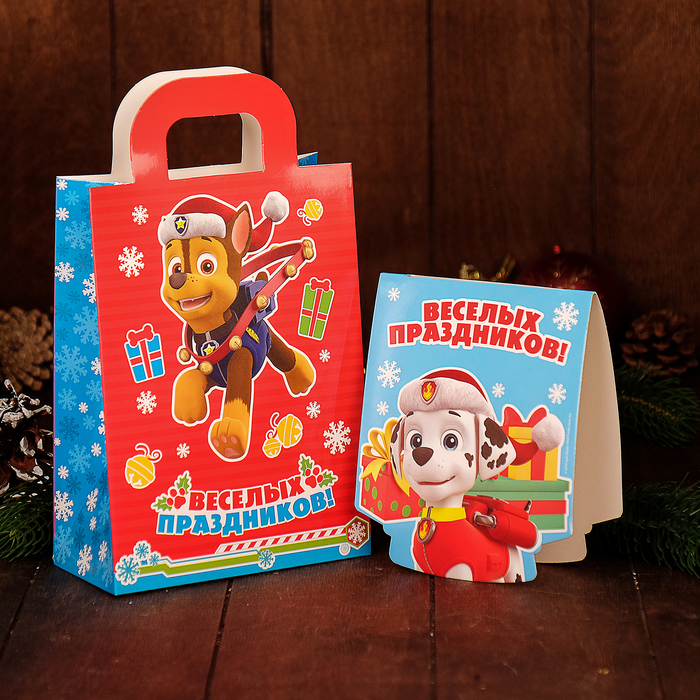 Коробка складная PAW PATROL "Веселых праздников", 15 х 20 х 8 см