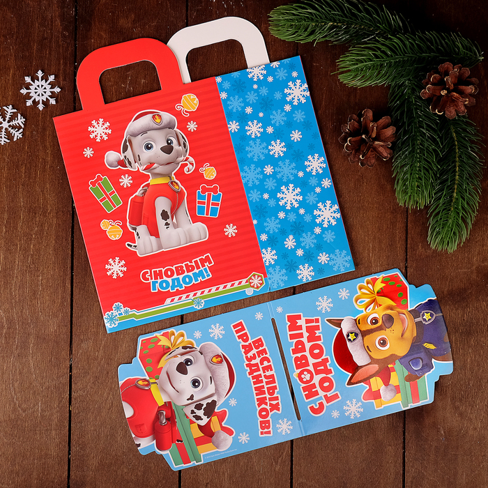Коробка складная PAW PATROL "Веселых праздников", 15 х 20 х 8 см