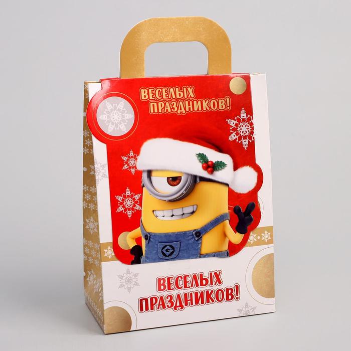 Коробка складная "Веселых праздников", Гадкий Я, 15 х 20 х 8 см