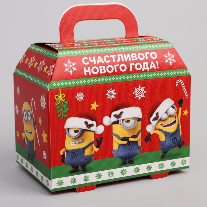 Коробка складная "Счастливого нового года", Гадкий Я, 15 х 13 х 10 см