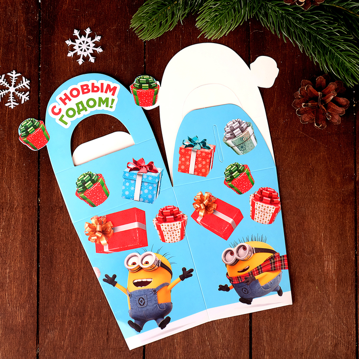 Коробка складная "С Новым годом!", Гадкий Я, 10 х 13 х 10 см