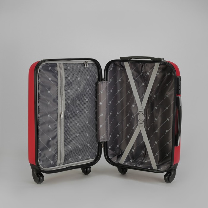 Чемодан малый "Магистраль", 20", отдел на молнии, кодовый замок, 4 колеса, цвет красный