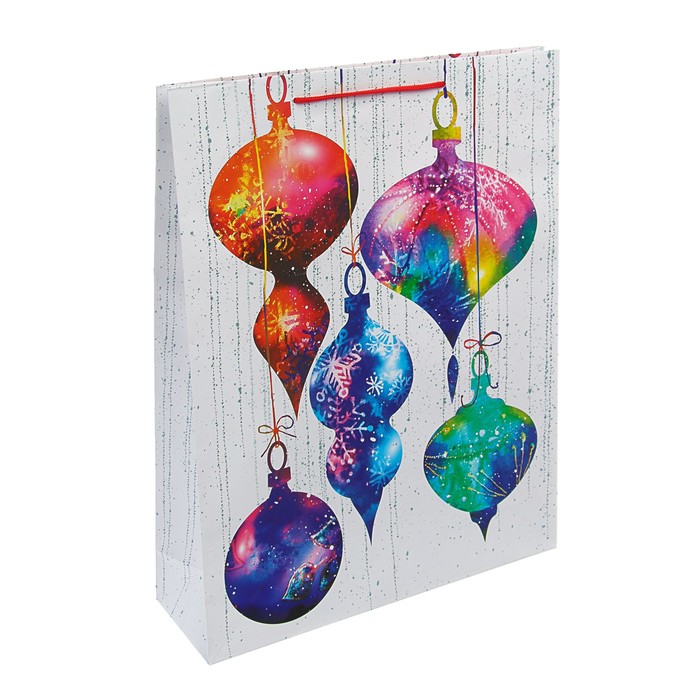 Пакет подарочный "Новогодние игрушки", 33 х 42,5 х 10 см