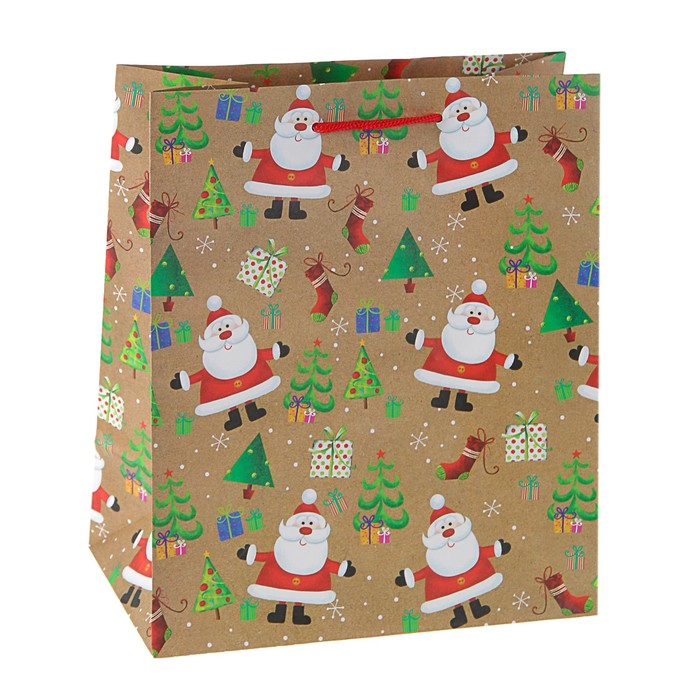 Пакет подарочный "В гостях у Деда Мороза", 20 х 24 х10,2 см