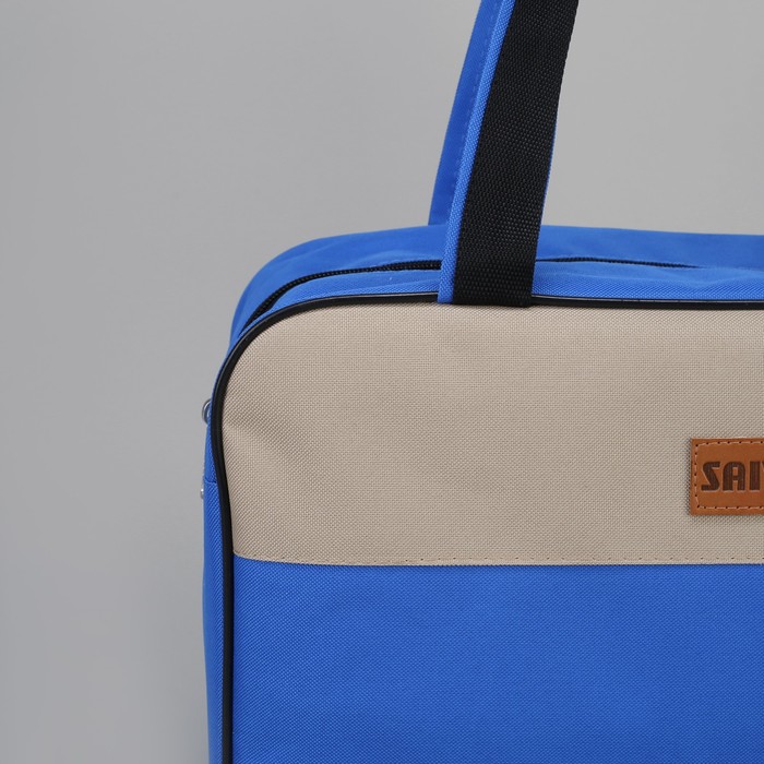 Сумка спортивная, отдел на молнии, цвет тёмно-синий/синий/бежевый