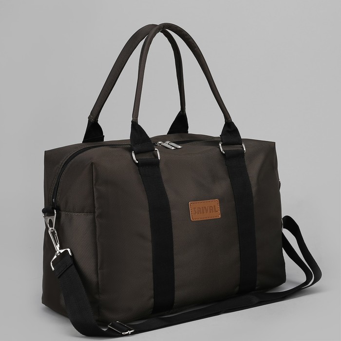 Сумка дорожная, отдел на молнии, наружный карман, длинный ремень, цвет тёмно-оливковый