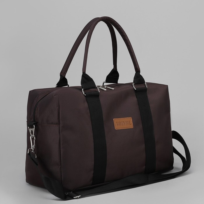 Сумка дорожная, отдел на молнии, наружный карман, длинный ремень, цвет коричневый