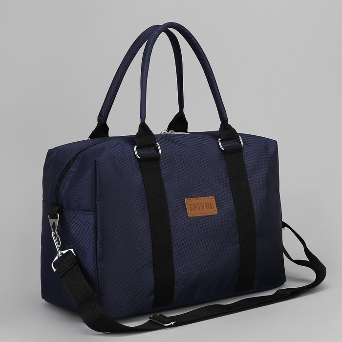 Сумка дорожная, отдел на молнии, наружный карман, длинный ремень, цвет тёмно-синий