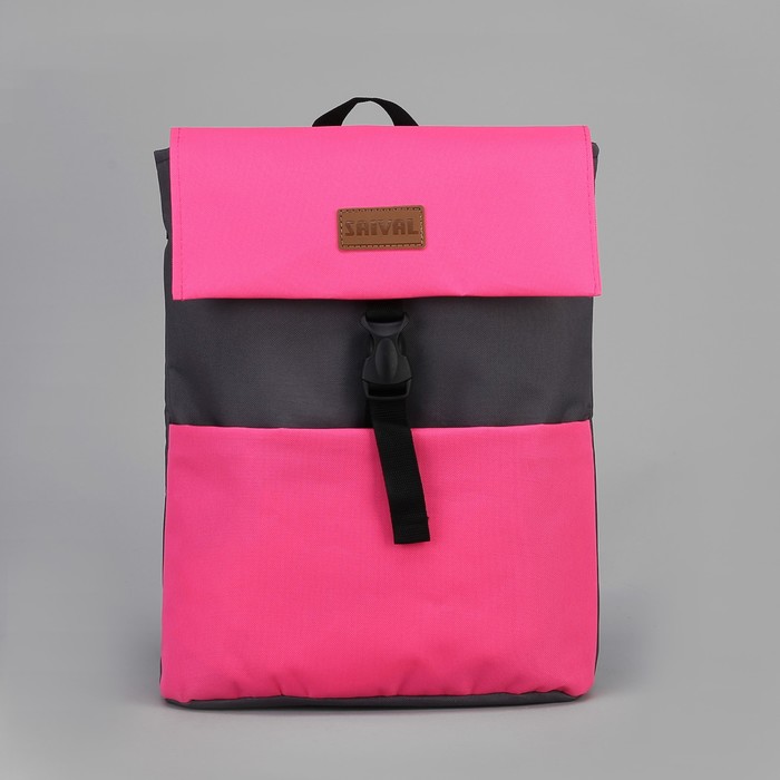 Рюкзак молодёжный, отдел на молнии, наружный карман, цвет серый/розовый