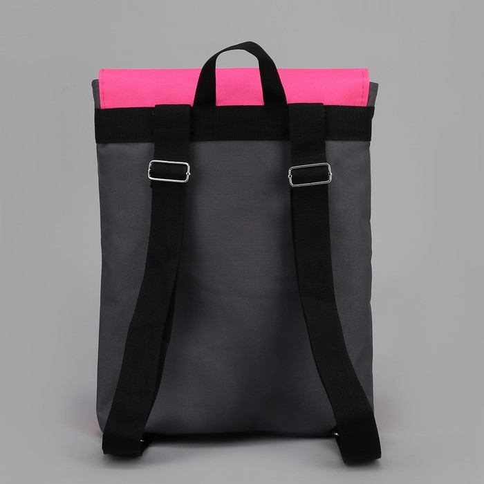 Рюкзак молодёжный, отдел на молнии, наружный карман, цвет серый/розовый