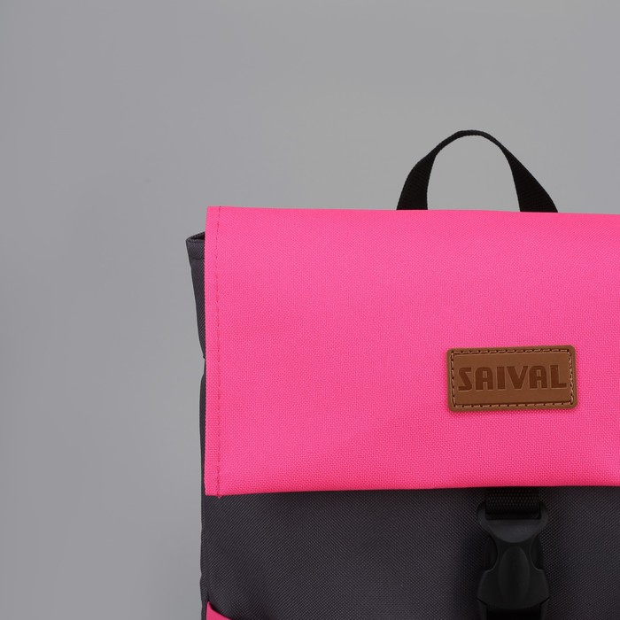 Рюкзак молодёжный, отдел на молнии, наружный карман, цвет серый/розовый