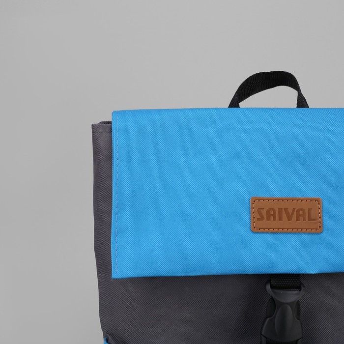 Рюкзак молодёжный, отдел на молнии, наружный карман, цвет серый/голубой