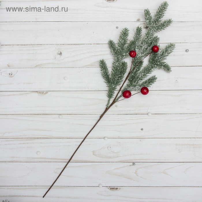 Декор Зимние мечты ягоды на снежной ели, 50 см
