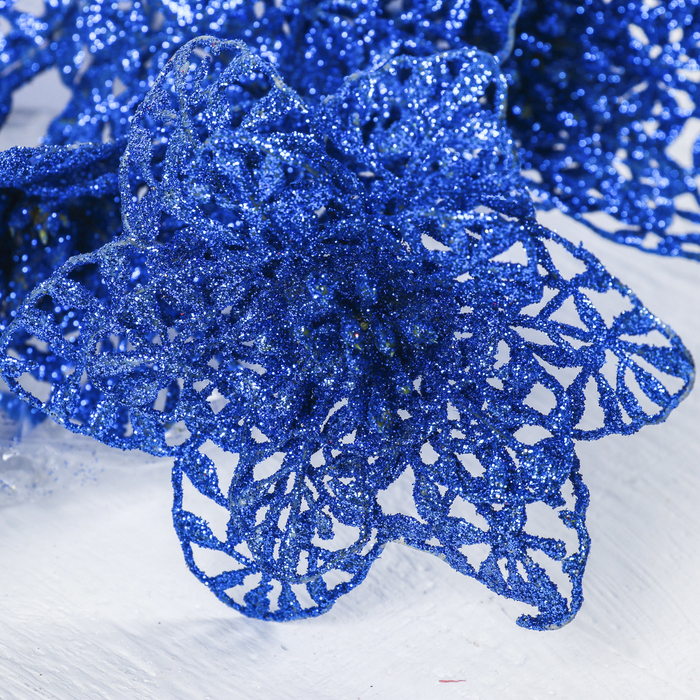 Цветы искусственные блеск "Три кружевные ромашки" 8*60 см, синий