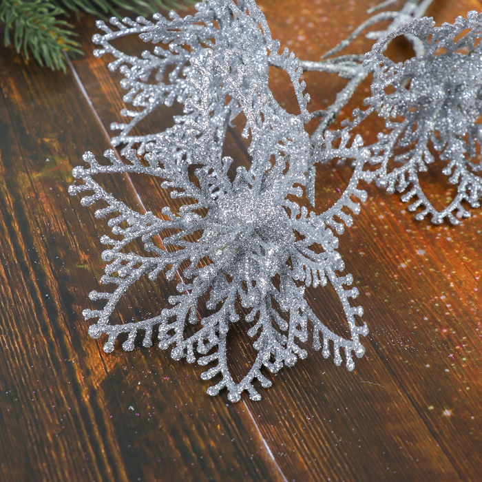 Цветы искусственные блеск "Три лилии" 10,5*60 см, серебро