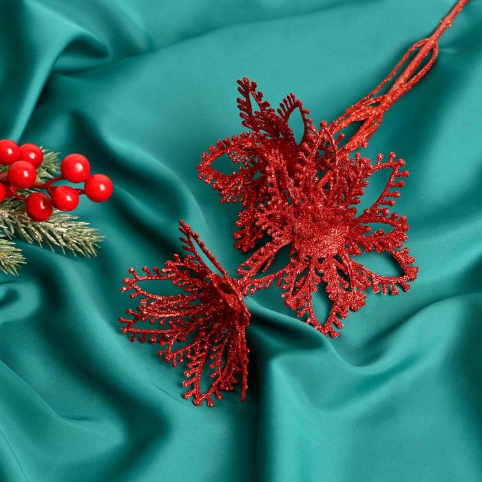 Цветы искусственные блеск "Три лилии" 10,5*60 см, красный