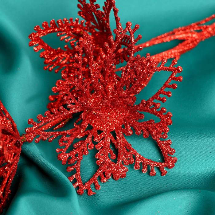 Цветы искусственные блеск "Три лилии" 10,5*60 см, красный