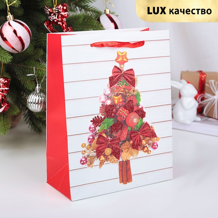 Пакет подарочный "Ёлочка", люкс, 18 х 9 х 23 см