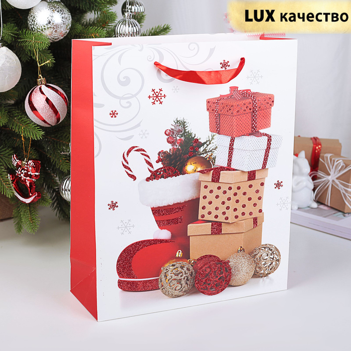Пакет подарочный "Подарки", люкс, 26 х 10 х 32 см