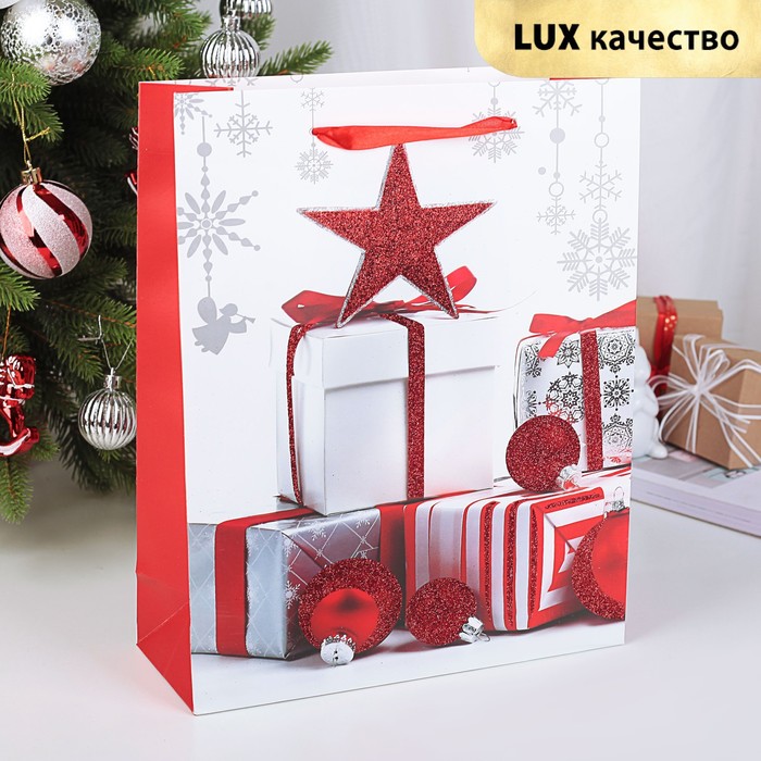 Пакет подарочный "Подарки", люкс, 26 х 10 х 32 см