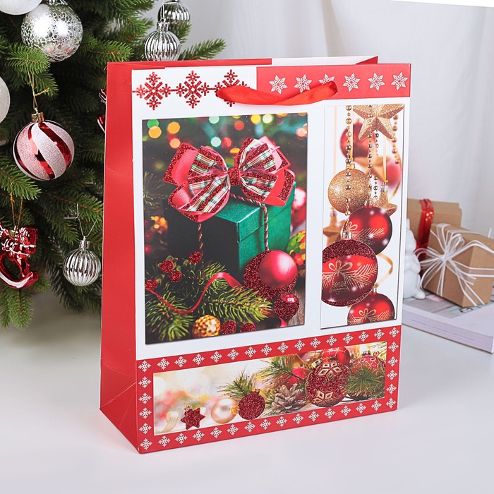 Пакет подарочный "Новогоднее настроение", люкс, 30 х 12 х 43 см