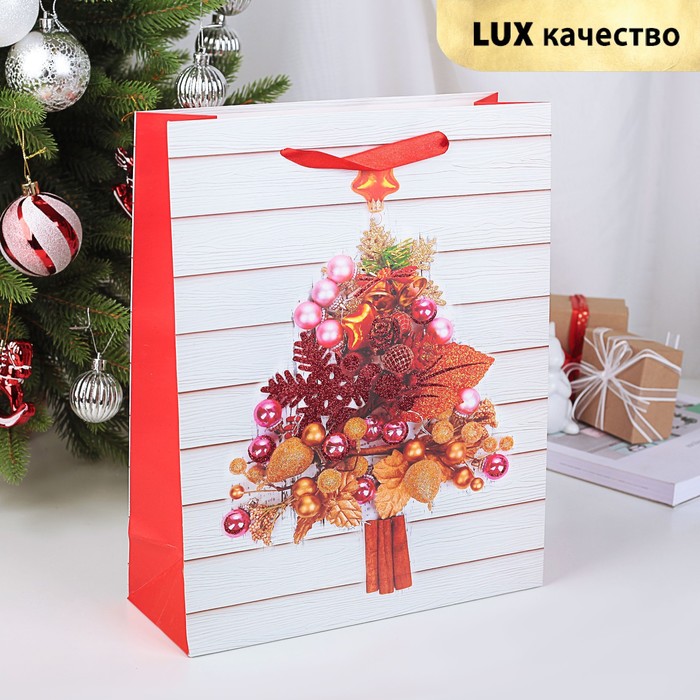 Пакет подарочный "Ёлочка", люкс, 30 х 12 х 43 см