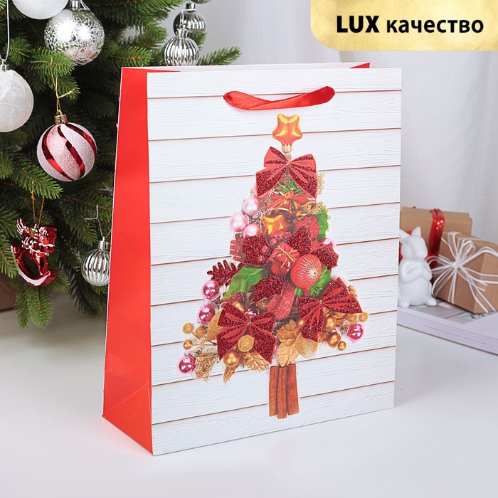 Пакет подарочный "Ёлочка", люкс, 30 х 12 х 43 см