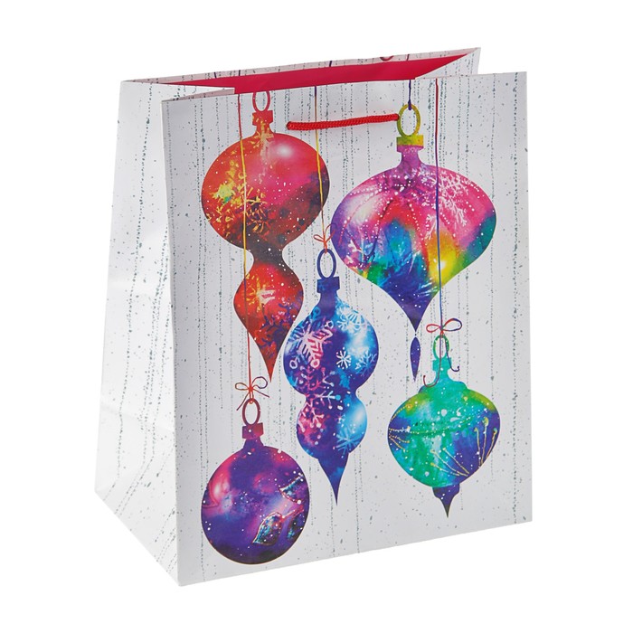Пакет подарочный "Новогодние игрушки", 20 х 24 х10,2 см