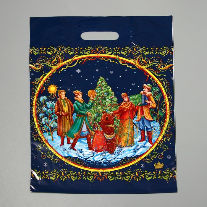 Пакет "Народные гуляния", полиэтиленовый с вырубной ручкой, 40х31 см, 30 мкм