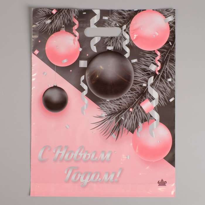 Пакет "Мерцающие шарики", полиэтиленовый с вырубной ручкой, 40х31 см, 60 мкм