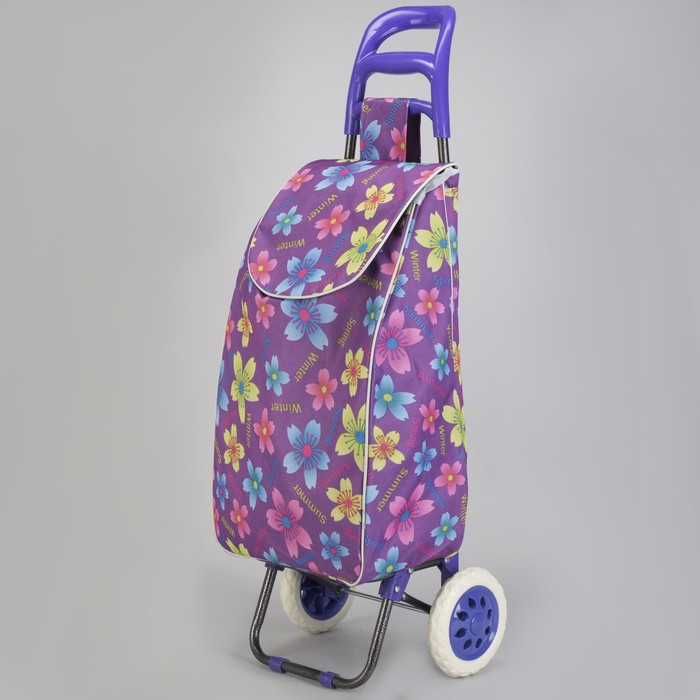 Сумка хозяйственная на тележке "Цветы", цвет сиреневый