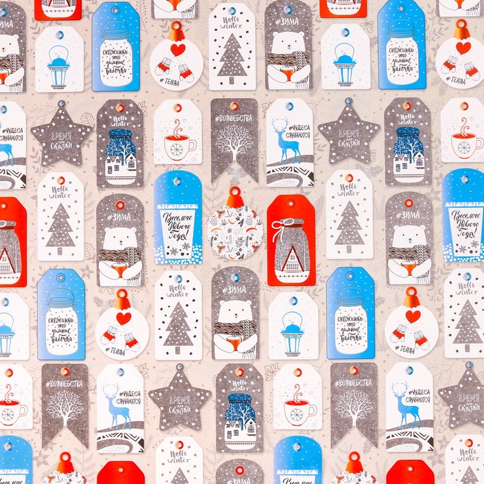 Бумага упаковочная глянцевая «Зимнее послание», 70 х 100 см
