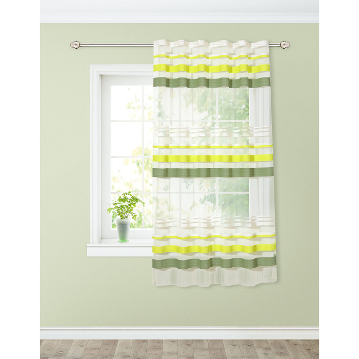 Штора для кухни 145х270 см тюль, цв.зелёный, пэ 100%