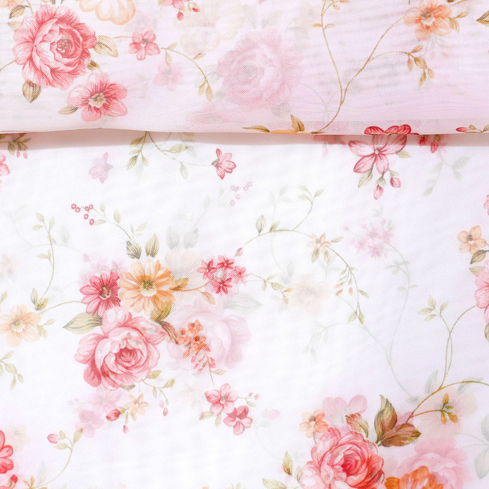 Штора для кухни 145х170 см тюль, цв.розовый, пэ 100%